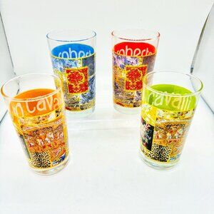 Neiman Marcus SET of 4 Exclusive ROBERTO CAVALLI Collage Glassware